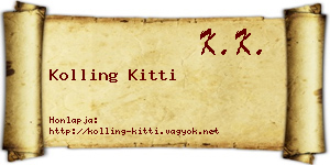 Kolling Kitti névjegykártya